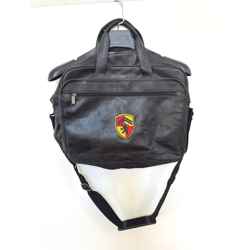 Leed's Briefcase Messenger Bag Mens OS Black Fair Faux Leather 4900-09